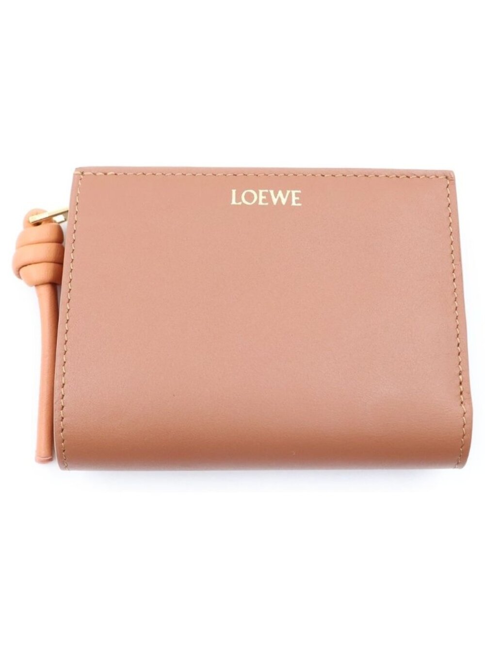 Loewe Knot Compact Wallet Bifold Calfskin Brown